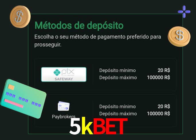 O cassino 5kbet oferece uma grande variedade de métodos de pagamento